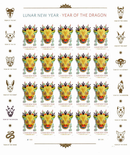 Year of the Dragon Stamp Celebrates Lunar New Year Forever First Class Postage Stamps