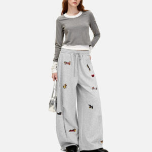 🔥 Final Holiday Sale: Buy 1 Get 1 -Aelfric Eden Embroidery Dog Baggy Barrel Sweatpants
