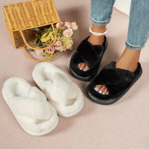 Women's & Men's Winter Slippers with Plush & Thick Rubber Sole