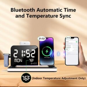 7 in 1 Charging Station with Clock, Wireless Charger with Night Light(Fast Charging)⚡