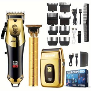 3-Piece Professional Blonde Hair Clipper & Trimmer Kit for Men