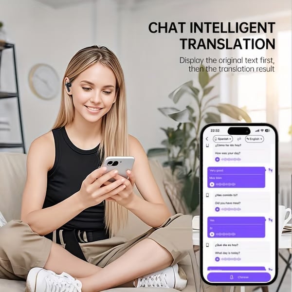 Wireless Bluetooth Translation Earphone With LED display screen(Fit iOS & Android)